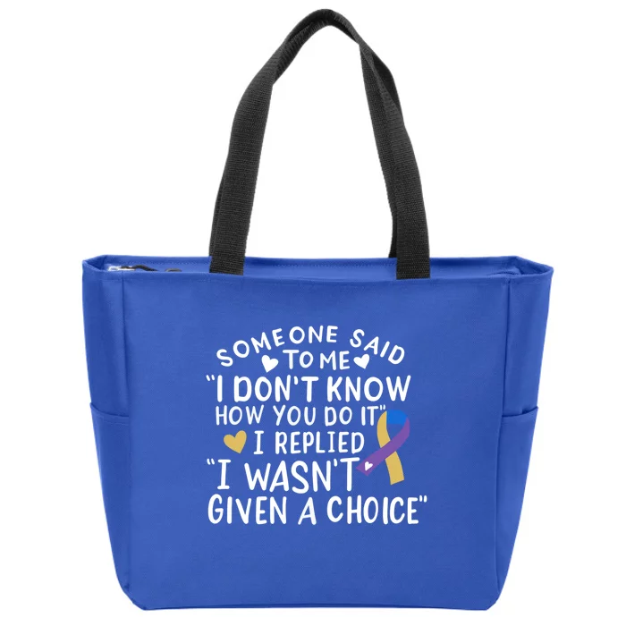 Bladder Cancer Awareness Blue Yellow Purple Ribbon Chemo Meaningful Gift Zip Tote Bag