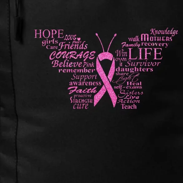 Breast Cancer Awareness Butterfly Ribbon Quotes Daily Commute Backpack