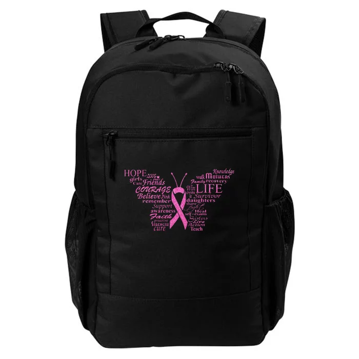 Breast Cancer Awareness Butterfly Ribbon Quotes Daily Commute Backpack