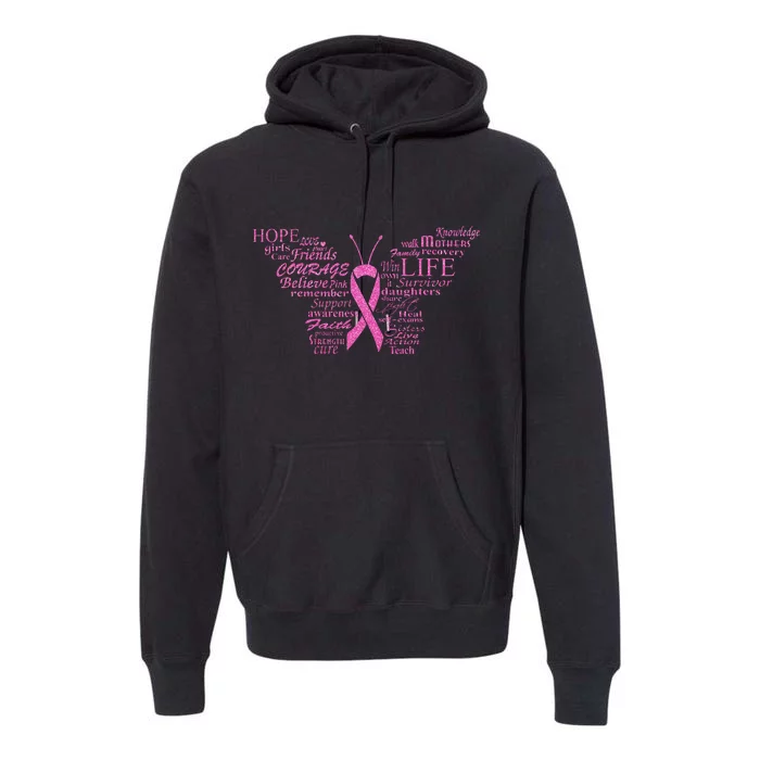 Breast Cancer Awareness Butterfly Ribbon Quotes Premium Hoodie