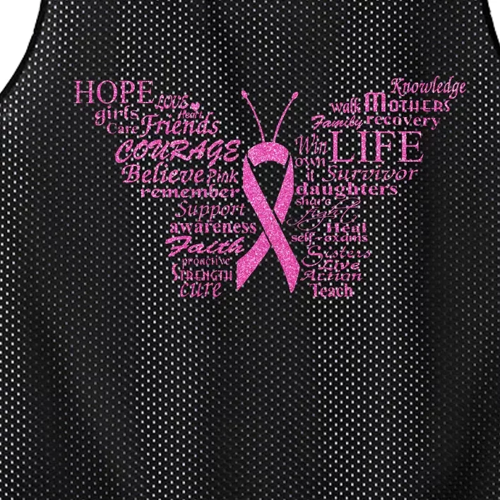 Breast Cancer Awareness Butterfly Ribbon Quotes Mesh Reversible Basketball Jersey Tank