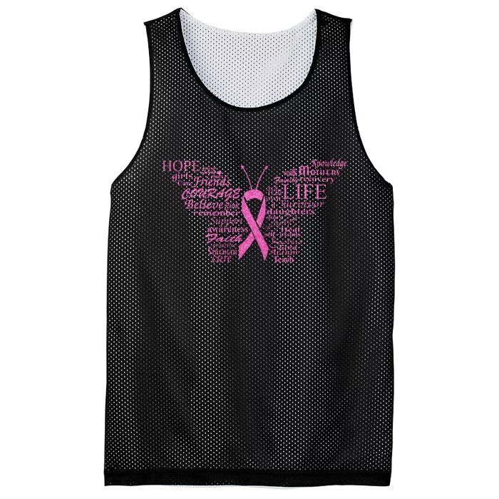 Breast Cancer Awareness Butterfly Ribbon Quotes Mesh Reversible Basketball Jersey Tank