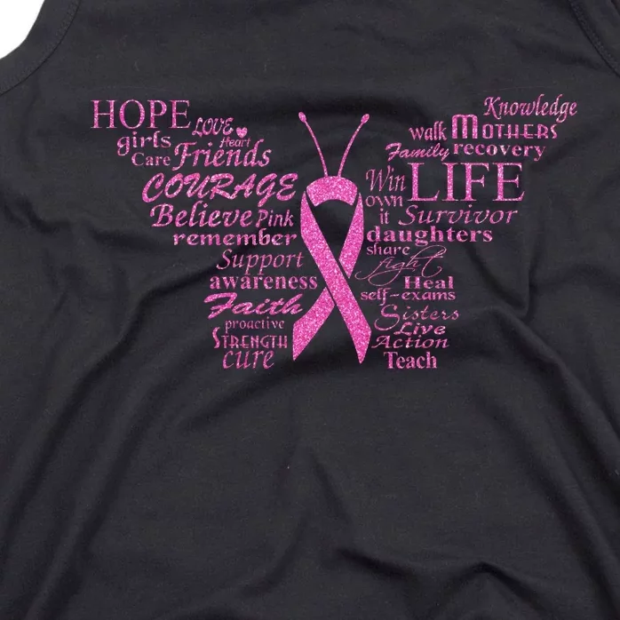 Breast Cancer Awareness Butterfly Ribbon Quotes Tank Top