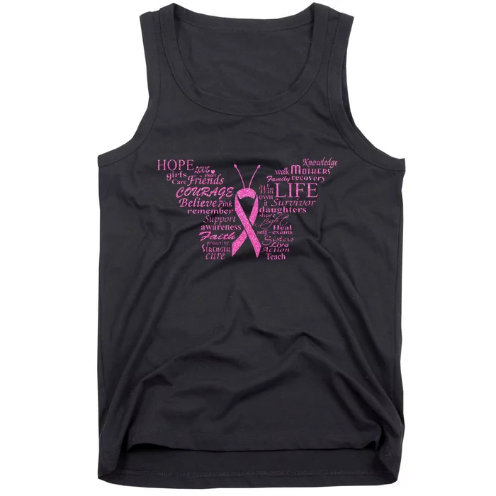 Breast Cancer Awareness Butterfly Ribbon Quotes Tank Top