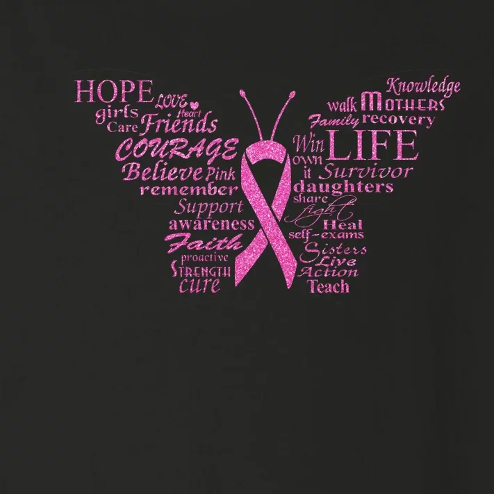 Breast Cancer Awareness Butterfly Ribbon Quotes Toddler Long Sleeve Shirt