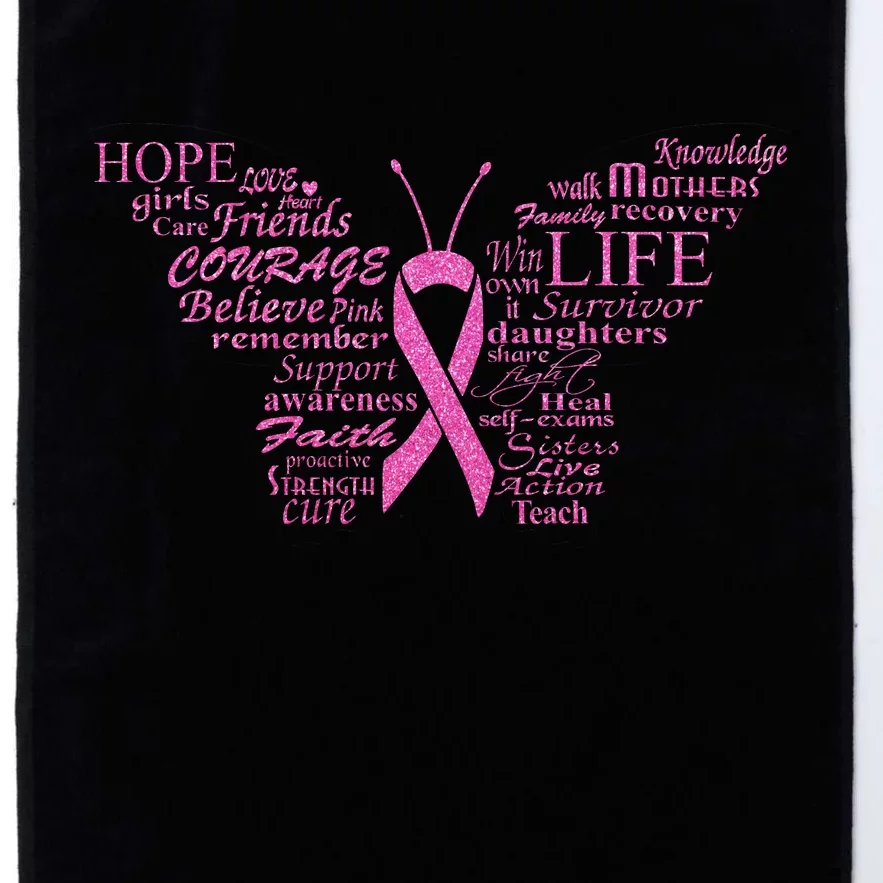 Breast Cancer Awareness Butterfly Ribbon Quotes Platinum Collection Golf Towel