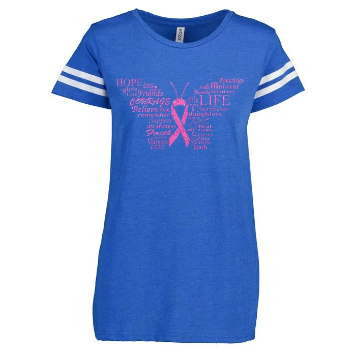 Breast Cancer Awareness Butterfly Ribbon Quotes Enza Ladies Jersey Football T-Shirt