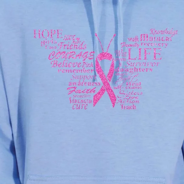 Breast Cancer Awareness Butterfly Ribbon Quotes Unisex Surf Hoodie