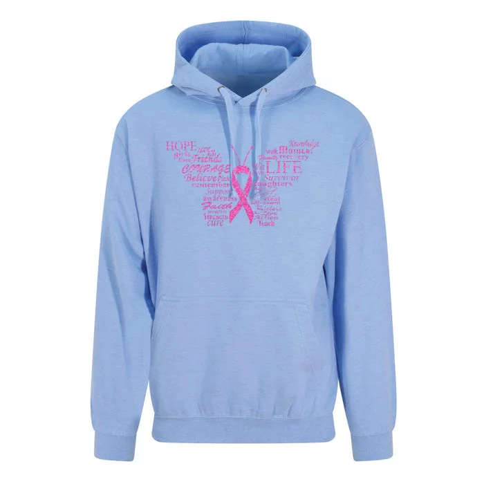 Breast Cancer Awareness Butterfly Ribbon Quotes Unisex Surf Hoodie