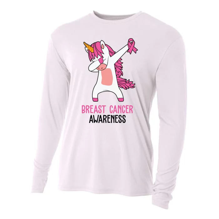 Breast Cancer Awareness Unicorn Ribbon Cooling Performance Long Sleeve Crew