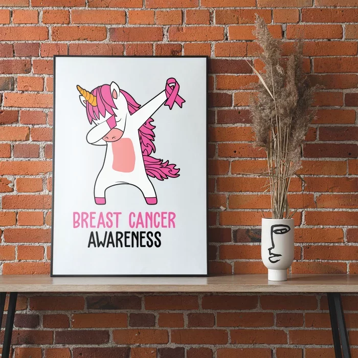 Breast Cancer Awareness Unicorn Ribbon Poster