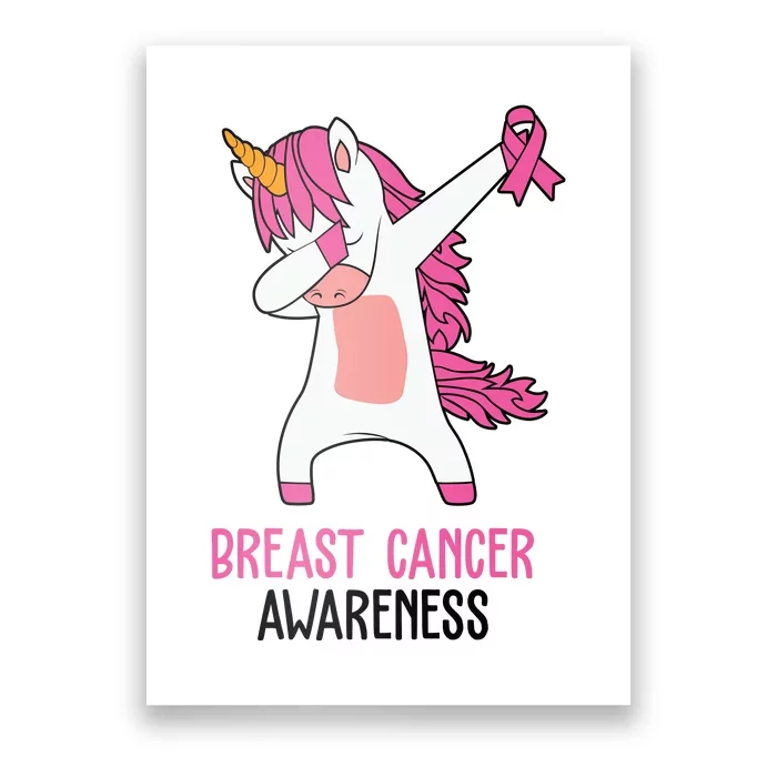 Breast Cancer Awareness Unicorn Ribbon Poster