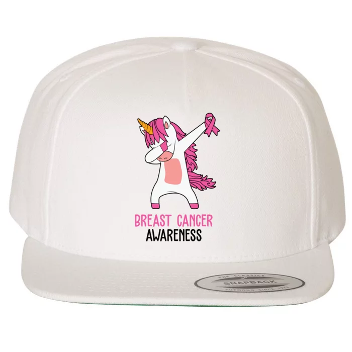 Breast Cancer Awareness Unicorn Ribbon Wool Snapback Cap