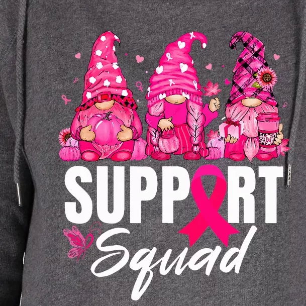 Breast Cancer Awareness Gnomes Support Squad Womens Funnel Neck Pullover Hood