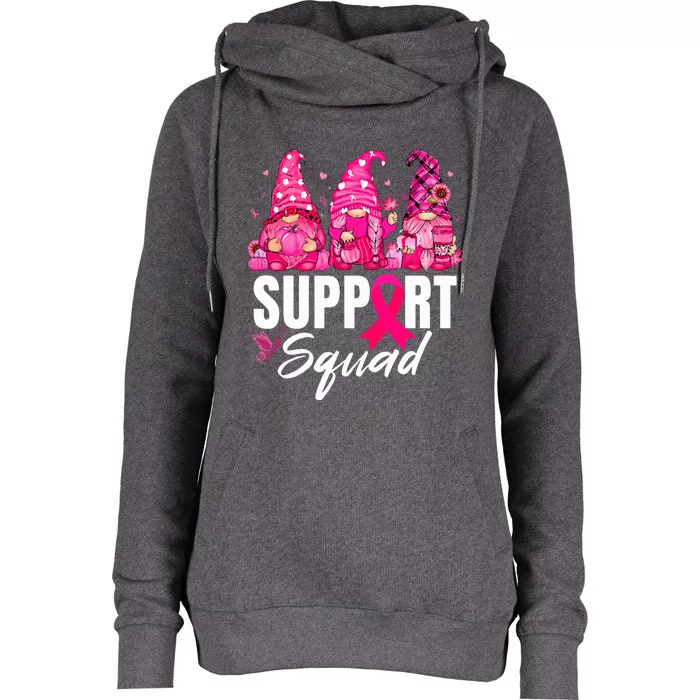 Breast Cancer Awareness Gnomes Support Squad Womens Funnel Neck Pullover Hood