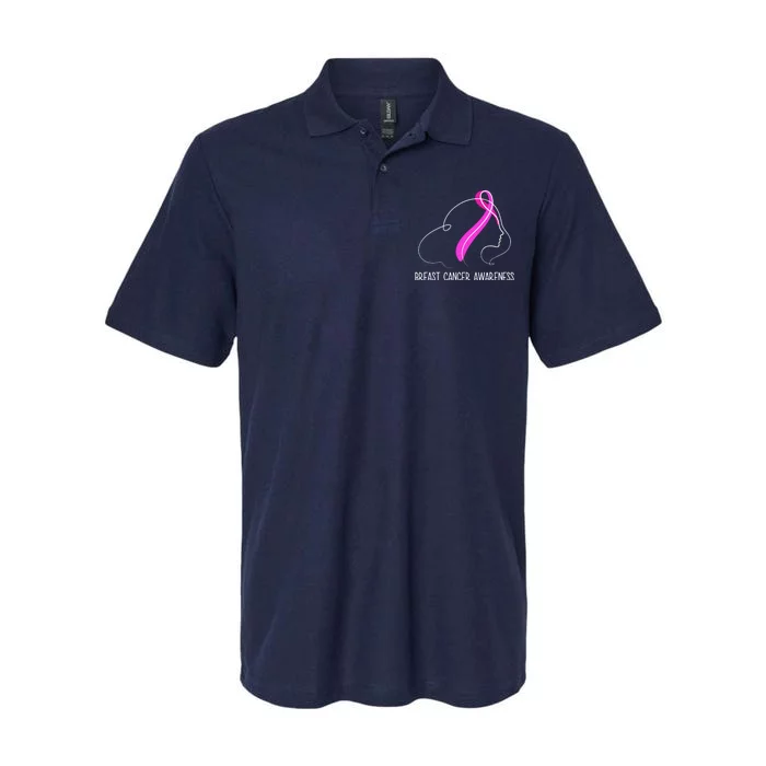 Breast Cancer Awareness Ribbon Girl Outline Softstyle Adult Sport Polo