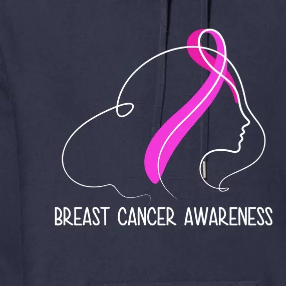 Breast Cancer Awareness Ribbon Girl Outline Premium Hoodie