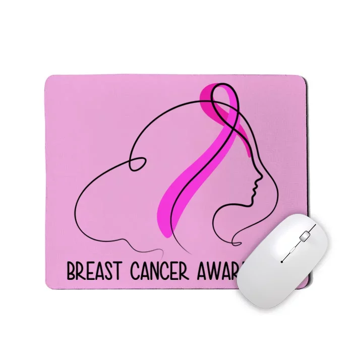 Breast Cancer Awareness Ribbon Girl Outline Mousepad