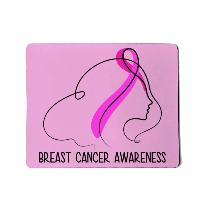 Breast Cancer Awareness Ribbon Girl Outline Mousepad