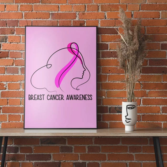 Breast Cancer Awareness Ribbon Girl Outline Poster