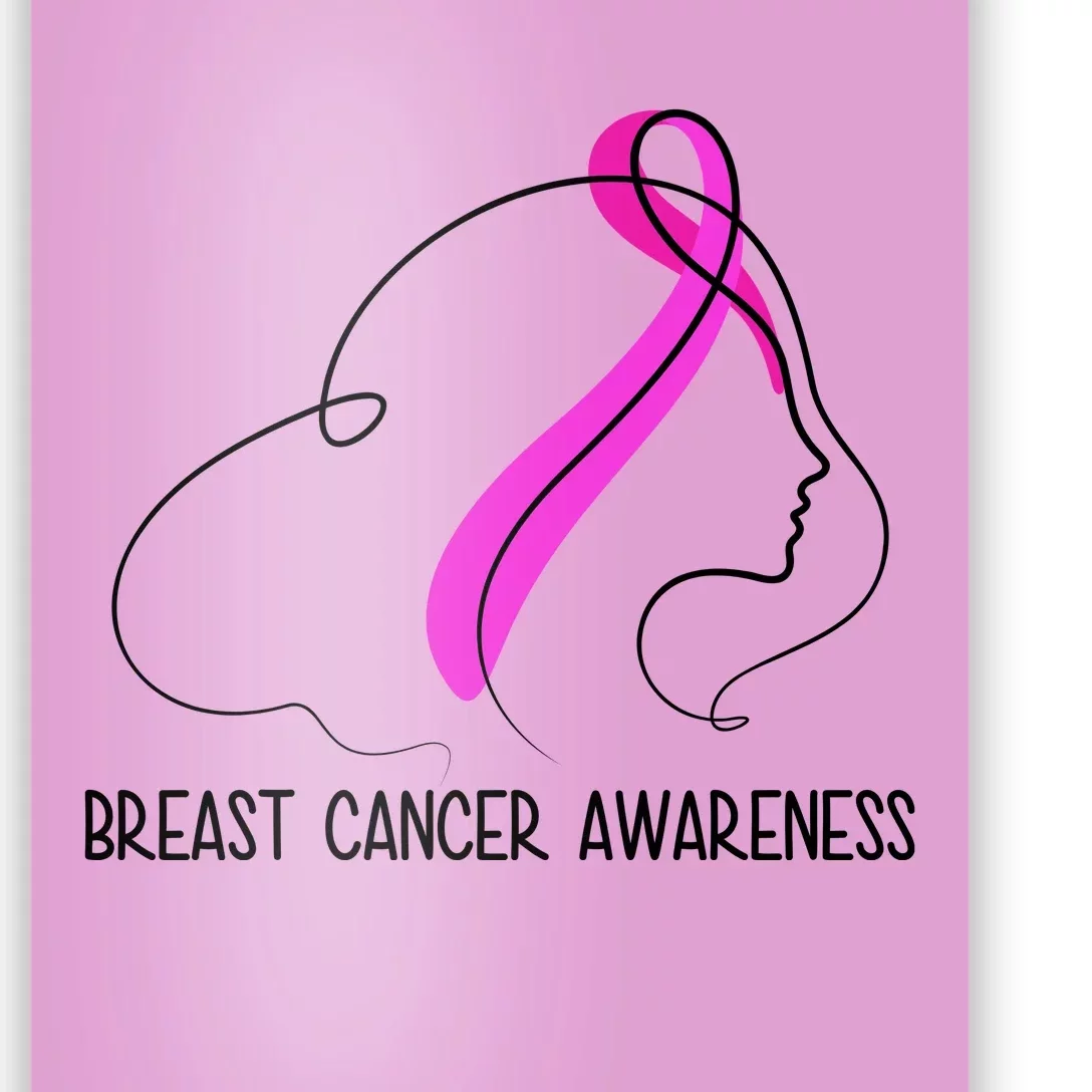 Breast Cancer Awareness Ribbon Girl Outline Poster