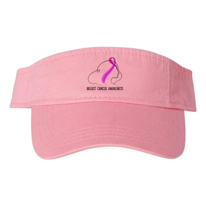 Breast Cancer Awareness Ribbon Girl Outline Valucap Bio-Washed Visor