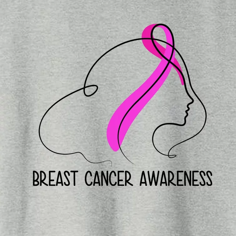 Breast Cancer Awareness Ribbon Girl Outline Women's Crop Top Tee