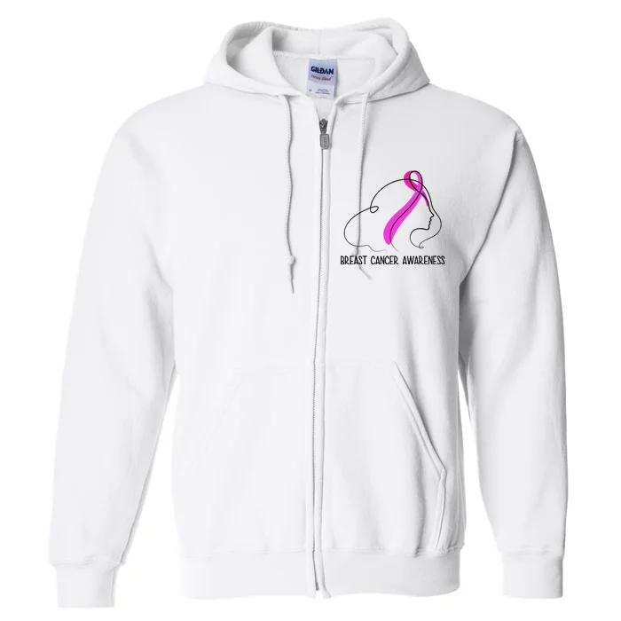 Ladies Breast Cancer Pink Ribbon Survivor Full Zip Hoodie - Black