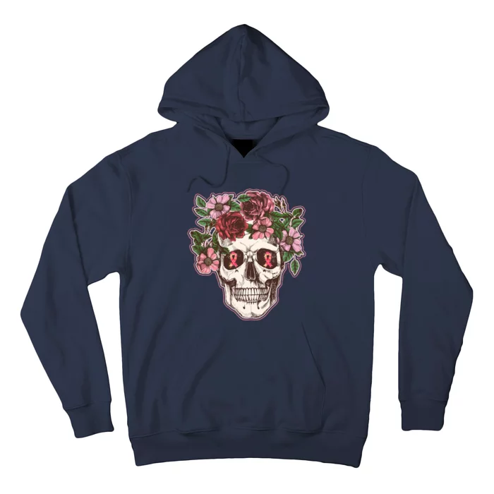 Breast Cancer Awareness Floral Flower Skull Hoodie