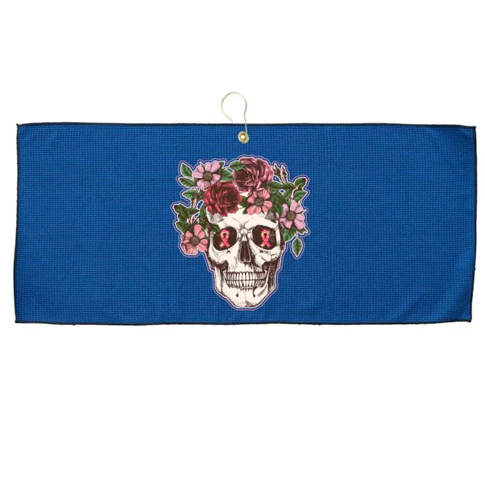 Breast Cancer Awareness Floral Flower Skull Large Microfiber Waffle Golf Towel