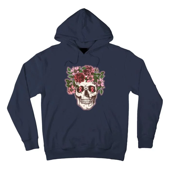 Breast Cancer Awareness Floral Flower Skull Tall Hoodie