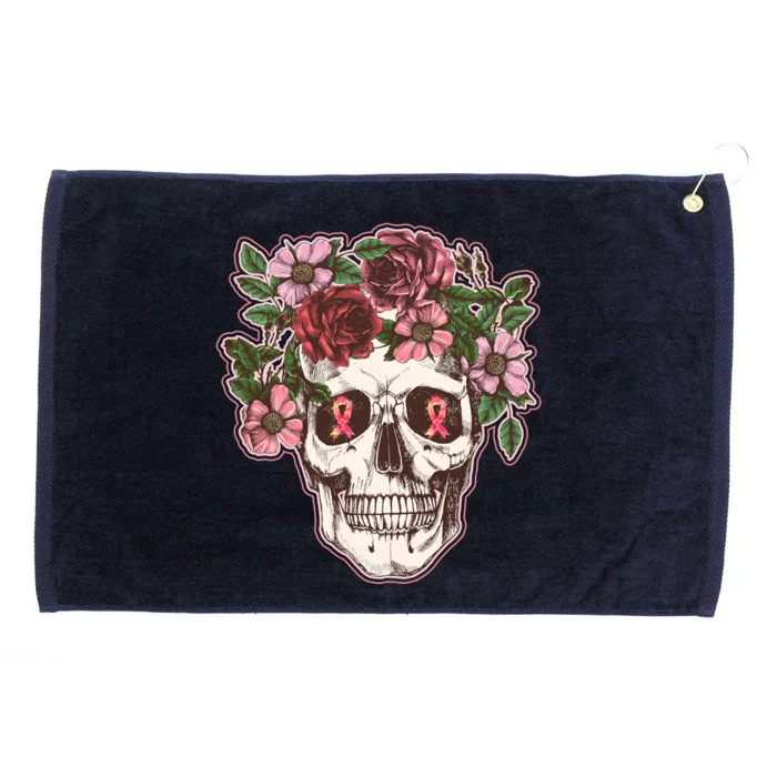 Breast Cancer Awareness Floral Flower Skull Grommeted Golf Towel