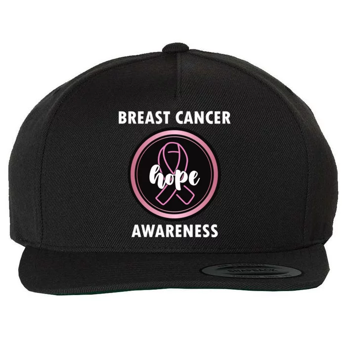 Breast Cancer Awareness Hope Ribbon Wool Snapback Cap