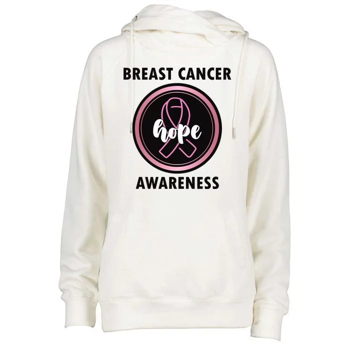 Breast Cancer Awareness Hope Ribbon Womens Funnel Neck Pullover Hood