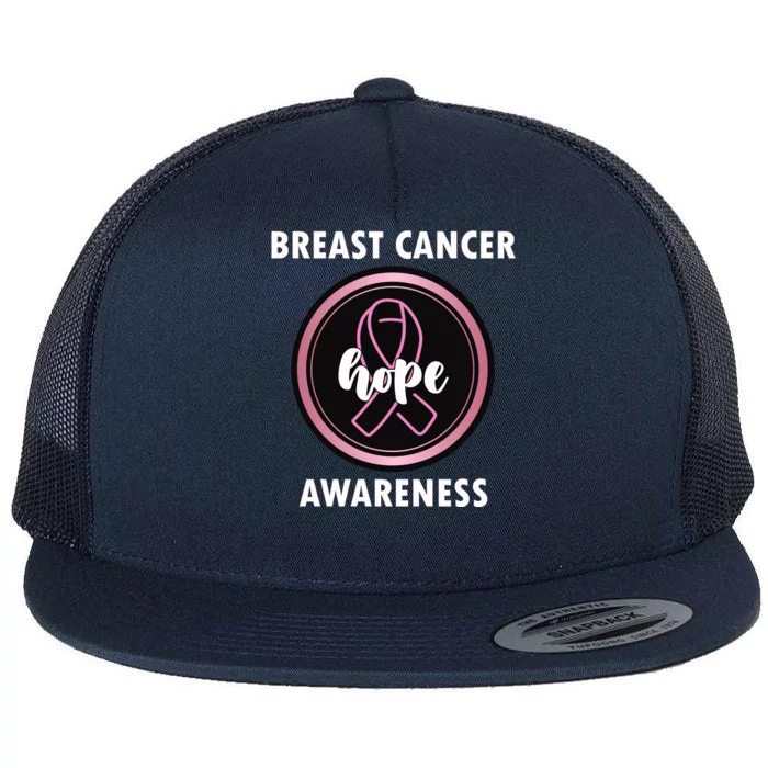 Breast Cancer Awareness Hope Ribbon Flat Bill Trucker Hat