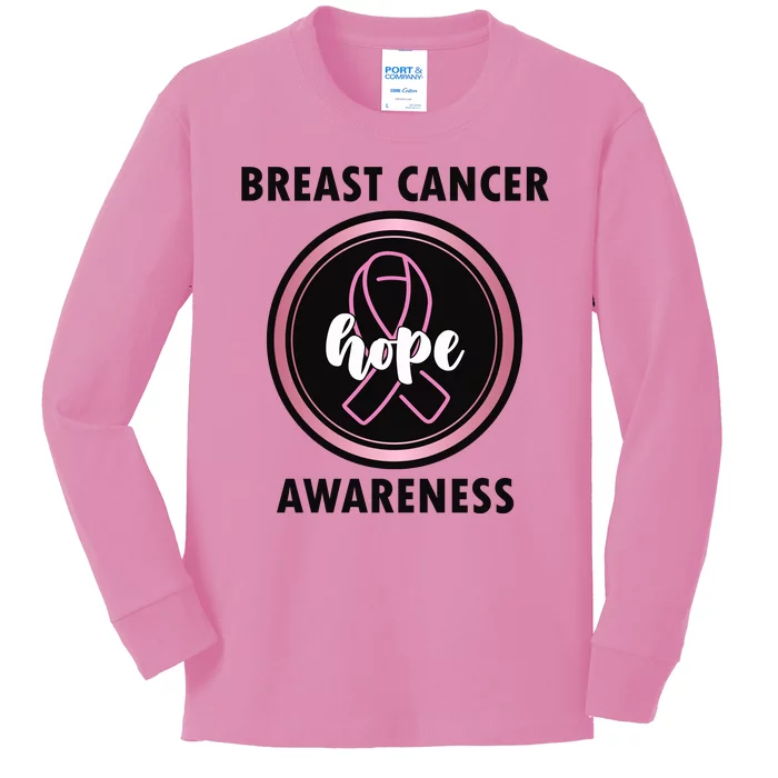 Breast Cancer Awareness Hope Ribbon Kids Long Sleeve Shirt