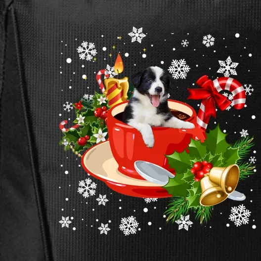 Border Collie And Coffee Christmas Snow Lights Pajamas Xmas Gift City Backpack