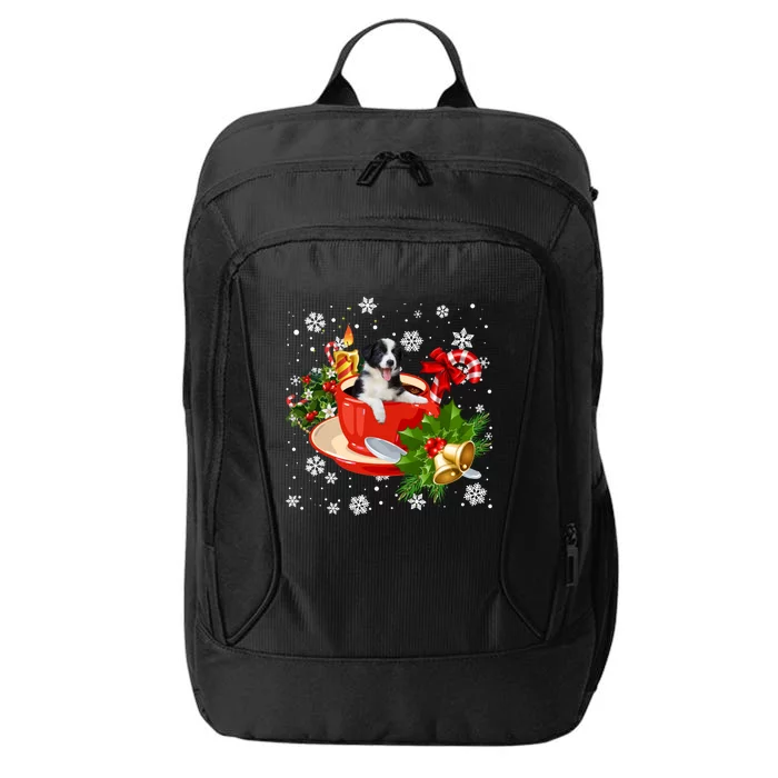 Border Collie And Coffee Christmas Snow Lights Pajamas Xmas Gift City Backpack