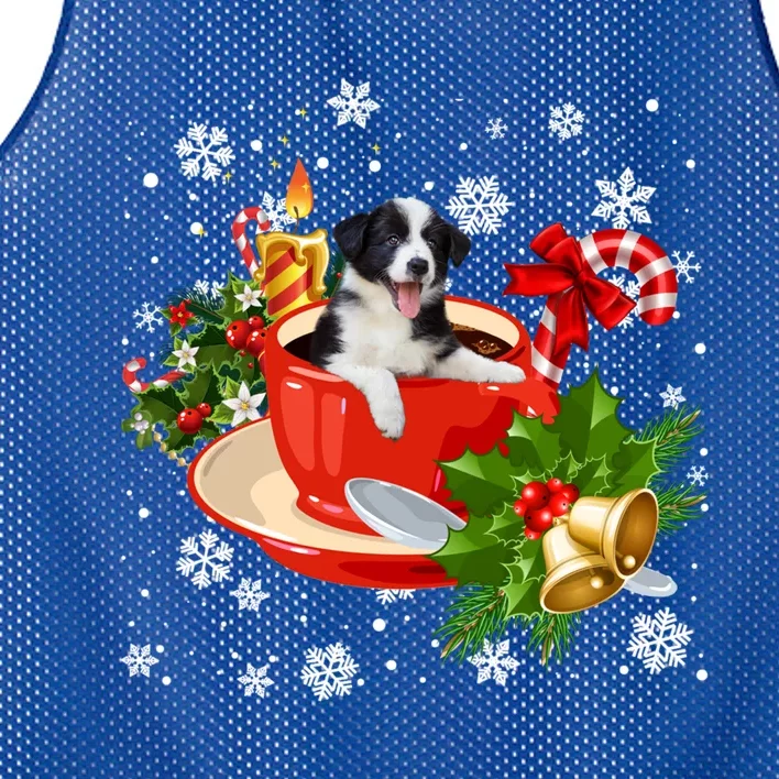 Border Collie And Coffee Christmas Snow Lights Pajamas Xmas Gift Mesh Reversible Basketball Jersey Tank