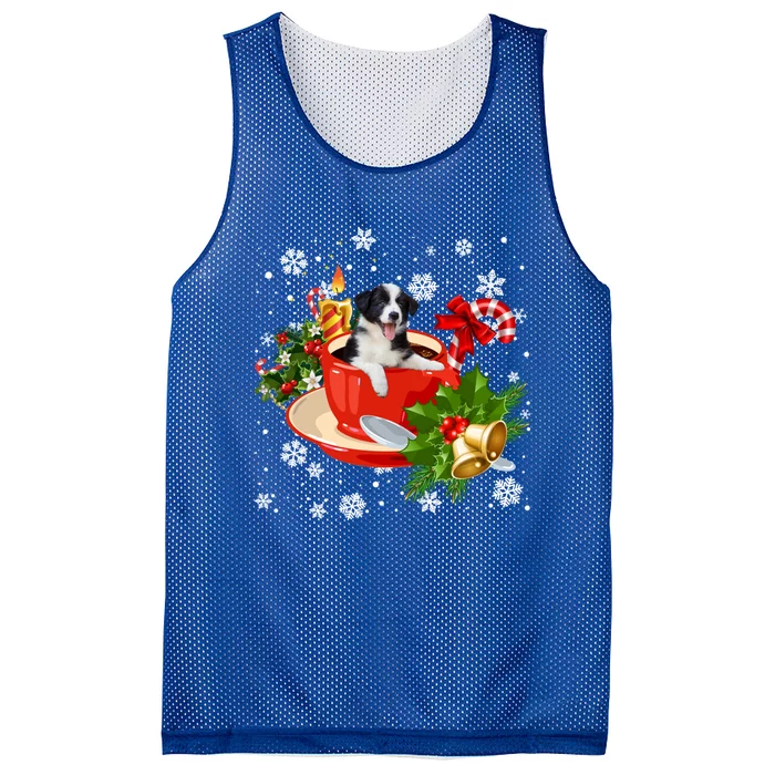 Border Collie And Coffee Christmas Snow Lights Pajamas Xmas Gift Mesh Reversible Basketball Jersey Tank