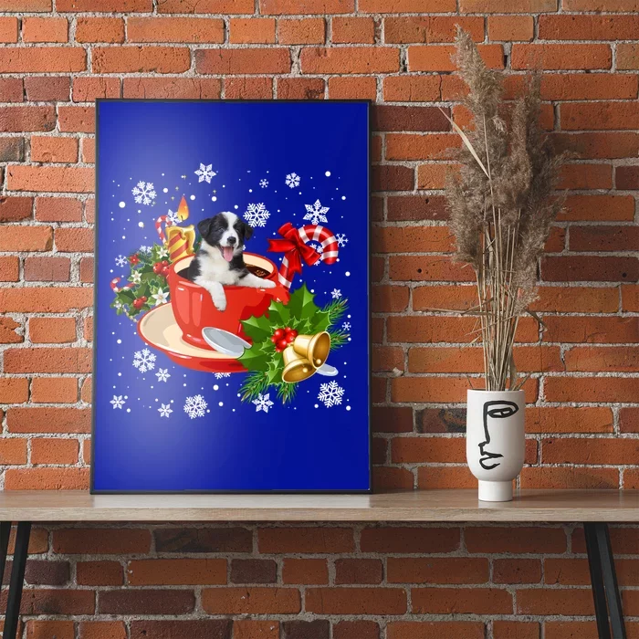 Border Collie And Coffee Christmas Snow Lights Pajamas Xmas Gift Poster