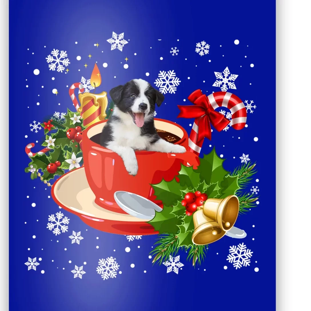 Border Collie And Coffee Christmas Snow Lights Pajamas Xmas Gift Poster