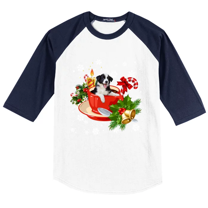 Border Collie And Coffee Christmas Snow Lights Pajamas Xmas Gift Baseball Sleeve Shirt