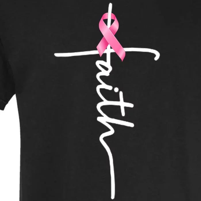 Breast Cancer Awareness Faith Cross Pink Ribbon Garment-Dyed Heavyweight T-Shirt