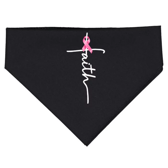 Breast Cancer Awareness Faith Cross Pink Ribbon USA-Made Doggie Bandana