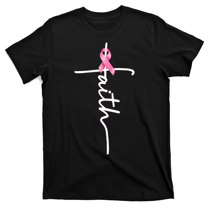 Breast Cancer Awareness Faith Cross Pink Ribbon T Shirt Teeshirtpalace