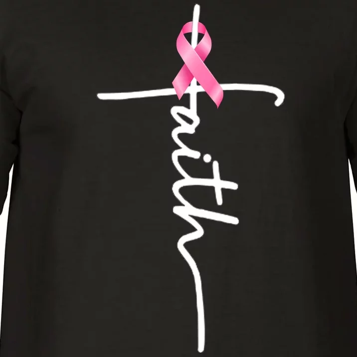 Breast Cancer Awareness Faith Cross Pink Ribbon Comfort Colors T-Shirt