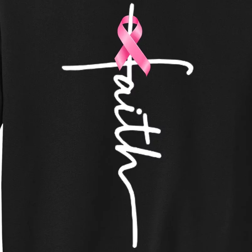 Breast Cancer Awareness Faith Cross Pink Ribbon Tall Sweatshirt