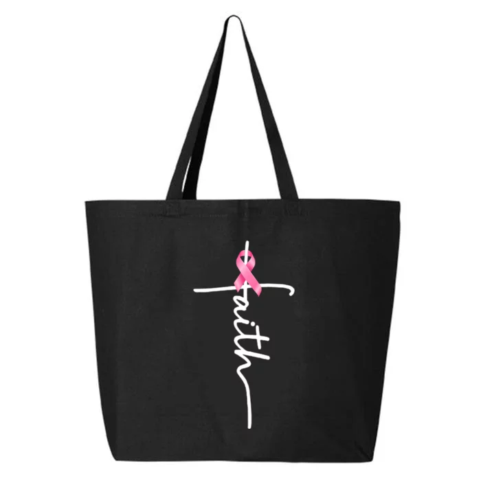 Breast Cancer Awareness Faith Cross Pink Ribbon 25L Jumbo Tote