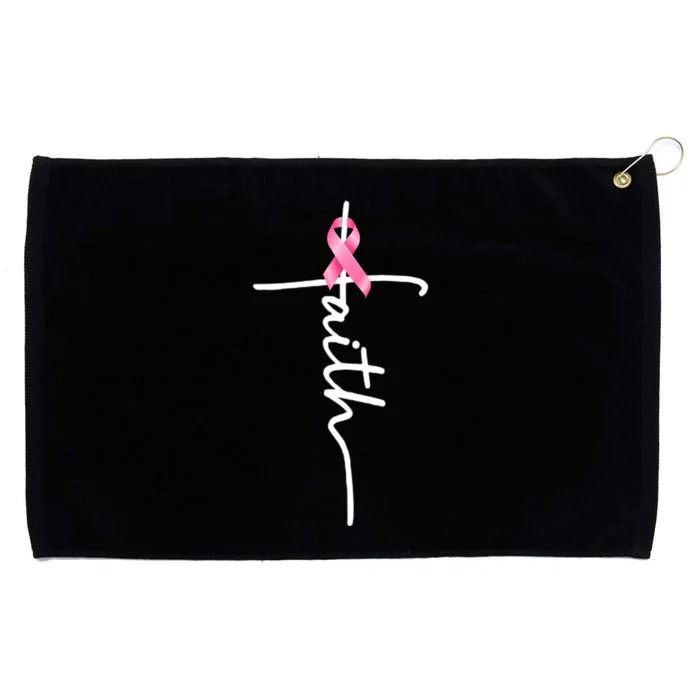 Breast Cancer Awareness Faith Cross Pink Ribbon Grommeted Golf Towel